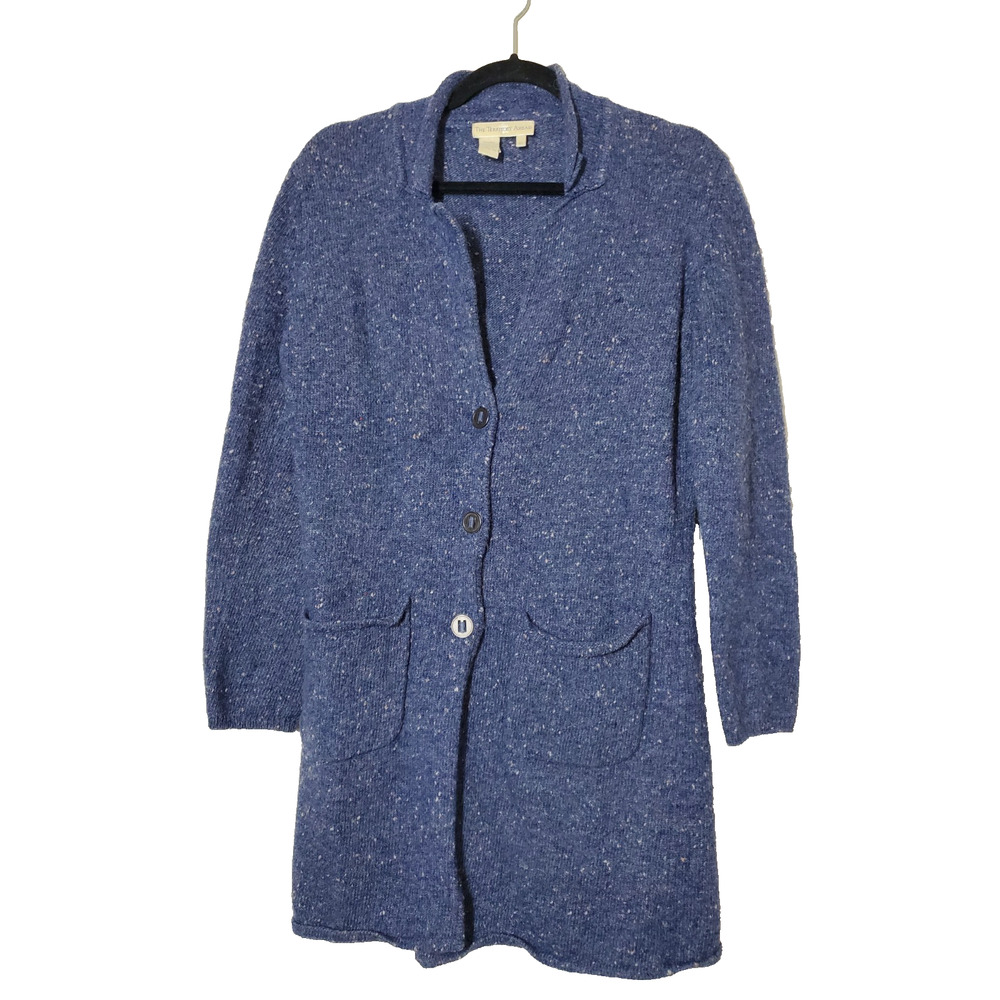 The Territory Ahead Sweater‎ XS Womens Navy Blue Long Cardigan Pockets LambsWool